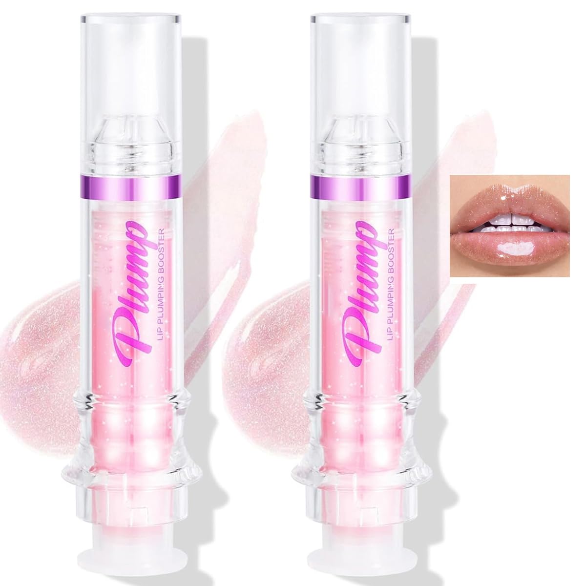 Baorder 2PCS Plumping Lip Oil With Chili Extract-Fuller Lips Instantly!Clear Pink Plumper Pout Lips Lip Gloss,Hydrating Nourishing Tinted Lip Balm Liquid Lipstick for Moisturizing Lips (02 - Image 2