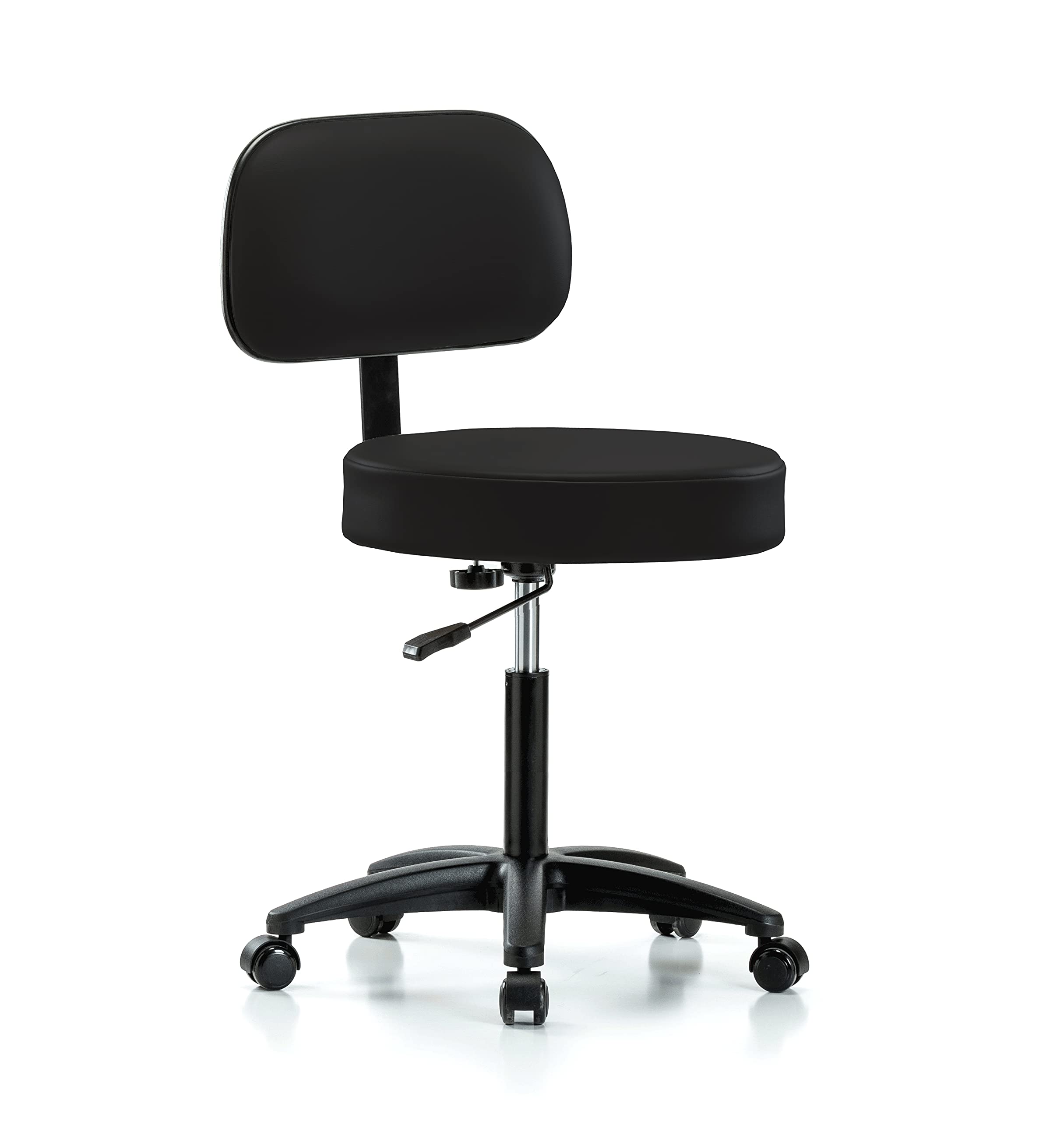 Perch Basic Exam Stool, Casters, 21-28.5", Black Vinyl