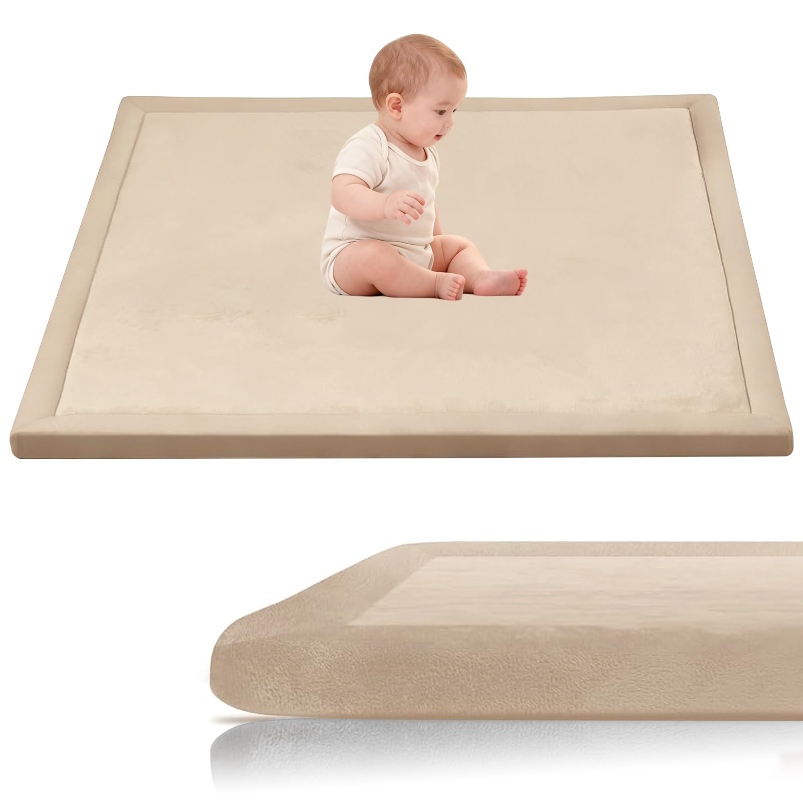 Stqyeiw 3cm Thick Baby Crawling Mat 200 x 280 cm Light Brown Area Rug Kids Rug Nursery Rug Non Slip Play Crawling Mat for Nursery Baby Rugs Carpets Large Coral Velvet Baby Play Mat
