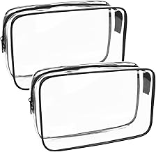 SLIJAR 2PCS Trousse de Toilette Transparente, PVC Étanche Trousse de Maquillage Voyage, Sac de Rangment pour Voyage Avion Transparente Sac Cosmétiques pour Homme et Femme, Kit de Voyage pour l’Avion