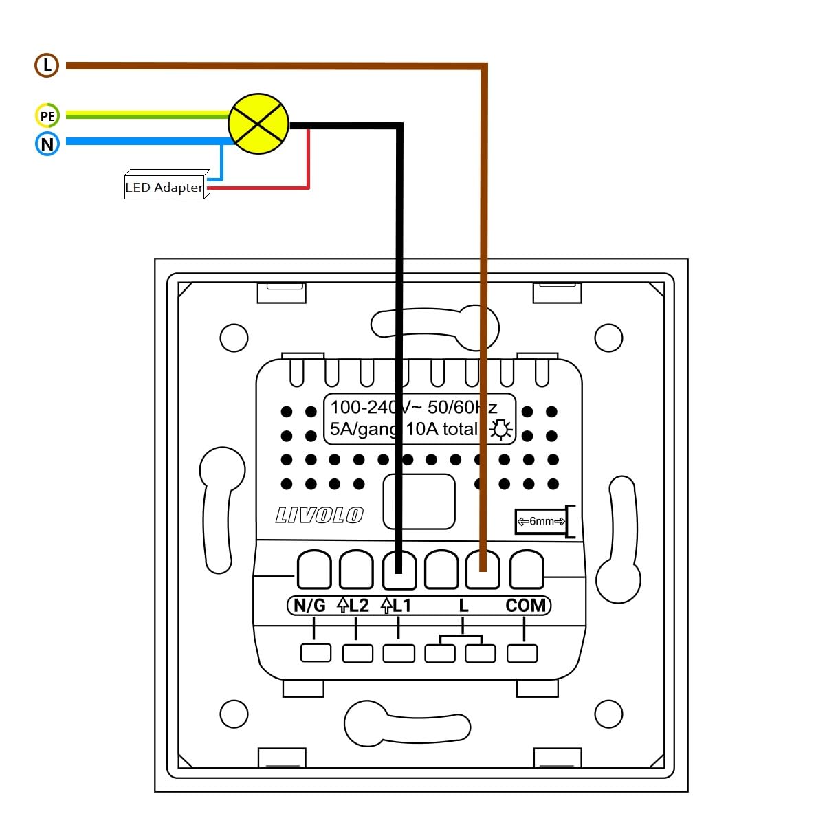 LIVOLO Touch Dimmer Lichtschalter und Schuko Steckdose für Unterputz inkl. Glasblende aus Kristallglas in Weiß