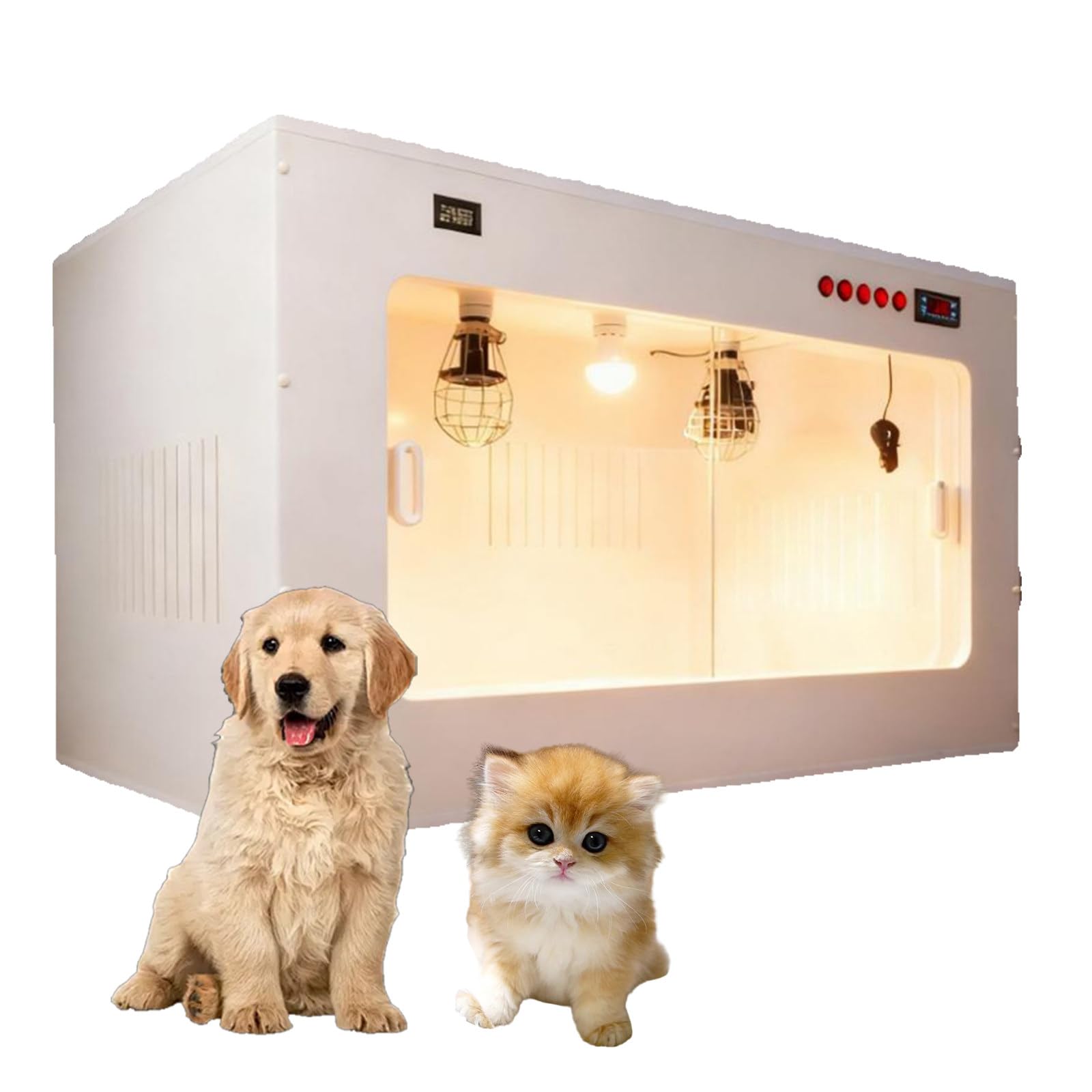 Caja Incubadora para Mascotas con Control de Temperatura Constante, Criadero Calefaccionado para el Cuidado de Cachorros, Gatitos y Todo Tipo de Animales Pequeños Black-60 * 50 * 50cm