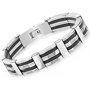 Bracelet Homme Acier Inoxydable COOLSTEELANDBEYOND - 22cm - Finition Poli/satiné - Outil Réglage Inclus