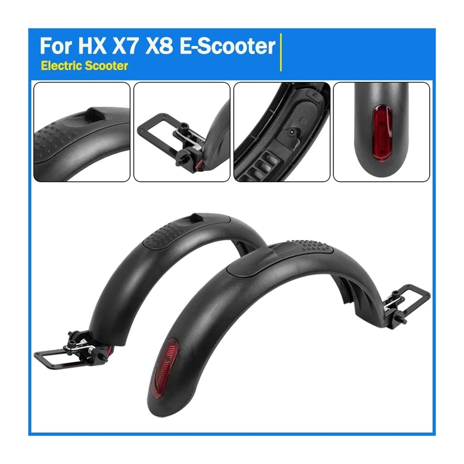 Garde-boue Convient for scooter électrique, for HX X7 X8, crochet de feu arrière, coque en plastique, pneus, garde-boue, feux freinage Garde-boue arrière pour trottinette électrique