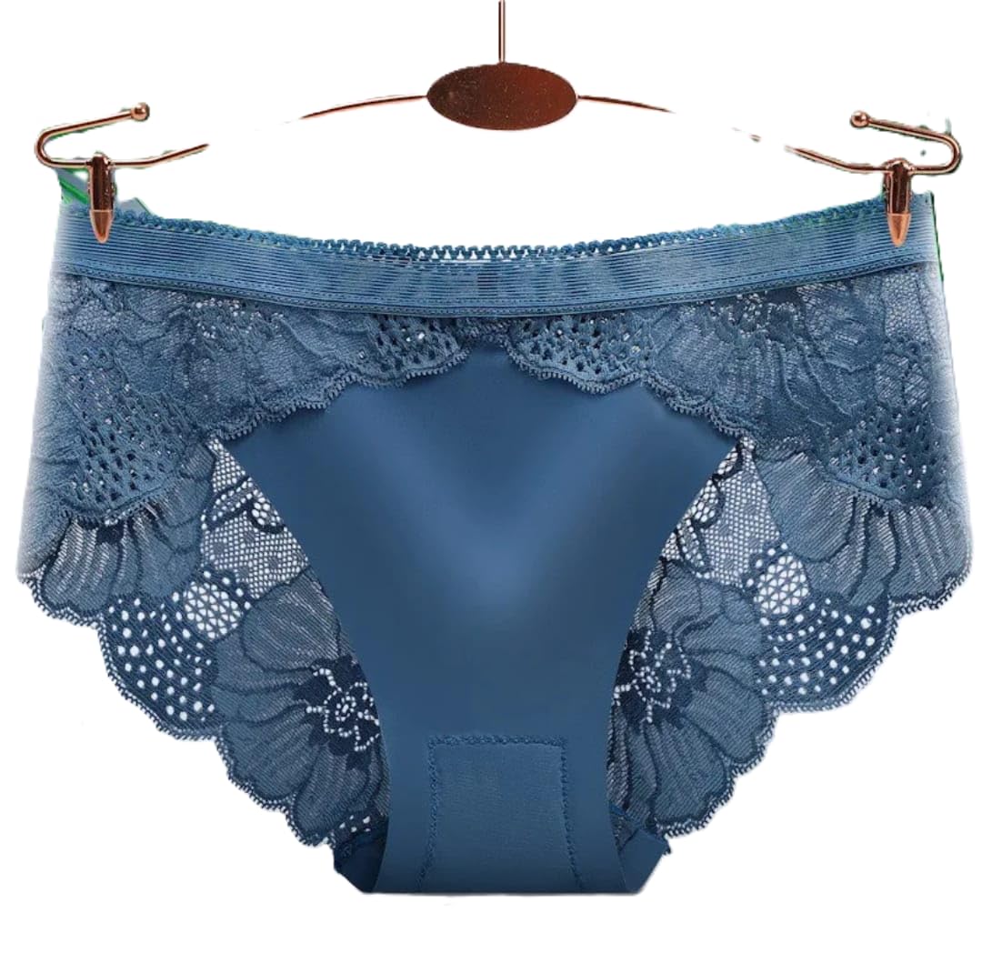 western couture Women's Ice Silk Lace Panty, Free Size, Imported Embroidered Lace Material, Floral Pattern, Breathable, Adult-picture-12