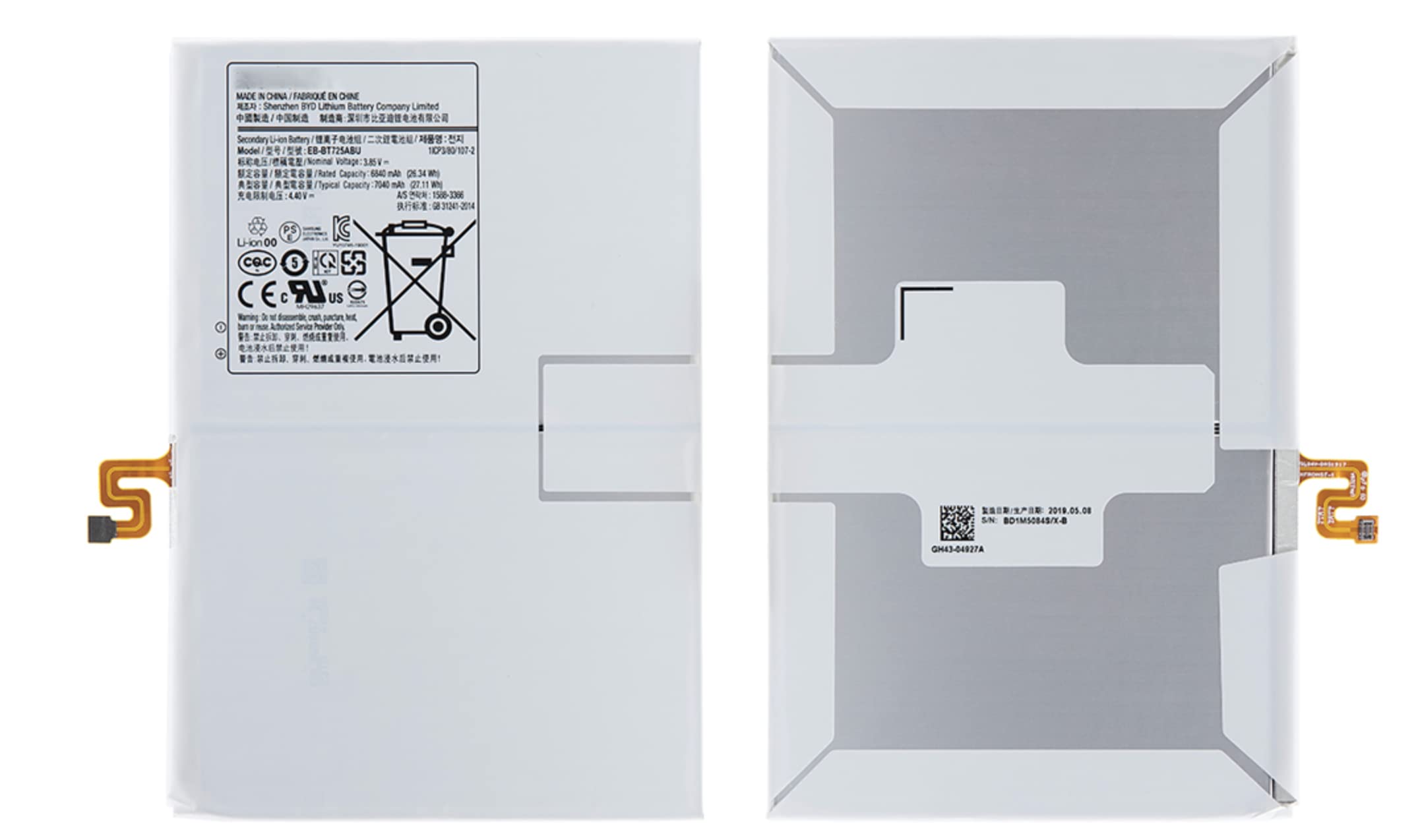 Audiosystem Batteria Compatibile Per Samsung Galaxy TAB S6 LITE Sm-P610 Sm-P615 Eb-Bt725abe Cap. Originale 7040mah