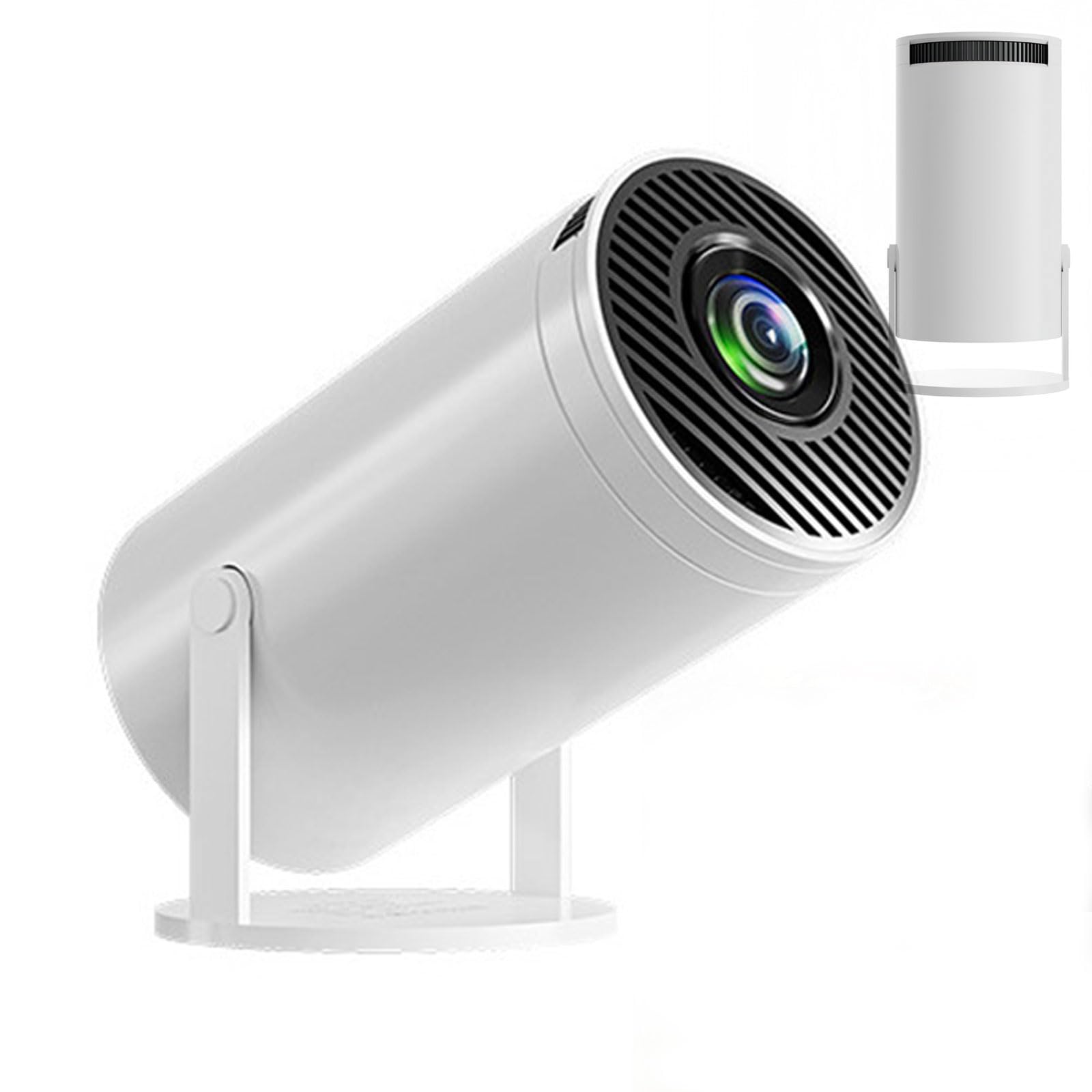 Proyector Inteligente, Mini Proyector con Wi-fi 6 y Bluetooth, Proyector Portátil con Altavoz, Giratorio 240°, Android 11, 150 Lúmenes Ansi, Corrección Trapezoidal Automática