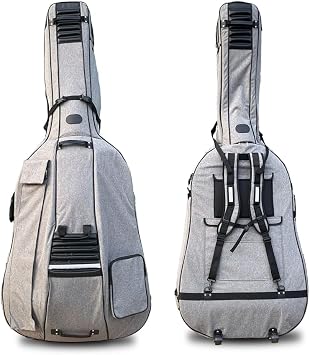3/4 upright bass gig bag with wheels Oxford Cloth Thickened Double Bass Bag soft Gray