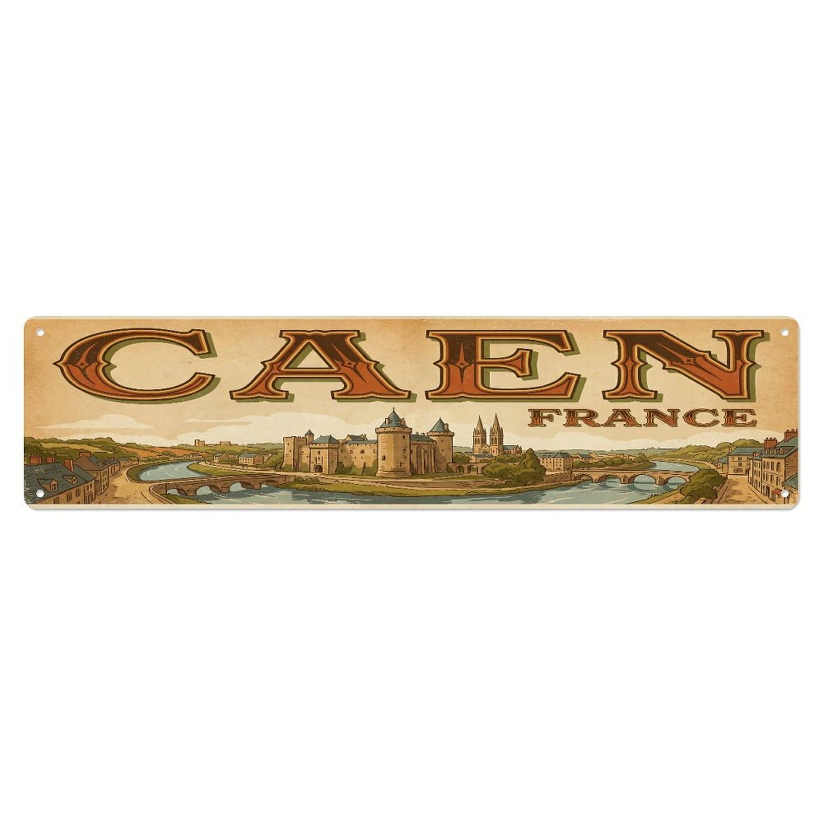 Tgrcjimh Style Metal Tin Sign Vintage Travel France Caen