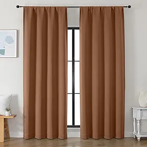 Simplebrand Ava Sun Baked Blackout Curtains for Bedroom 90 Inches Long 2 Panels Set, Solid Privacy Energy Saving Living Room Window Treatment Curtains Blackout Drapes, W50 x L90 Inch, Sun Baked