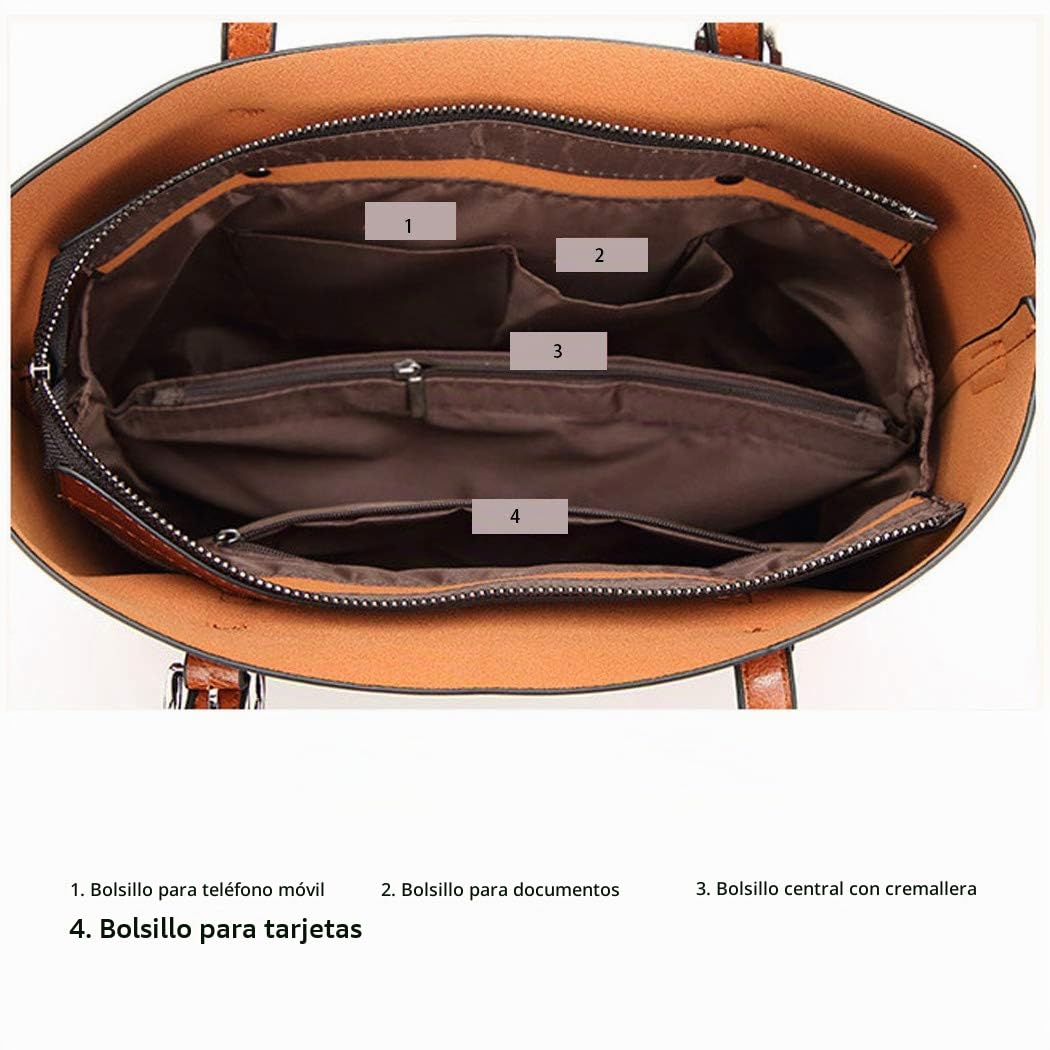 DEERWORD Mujer Bolsos Totes Casual Mano Marca Mediano Bandolera Antirrobo Hombro Italianos PU Cuero 5399 1 piezas