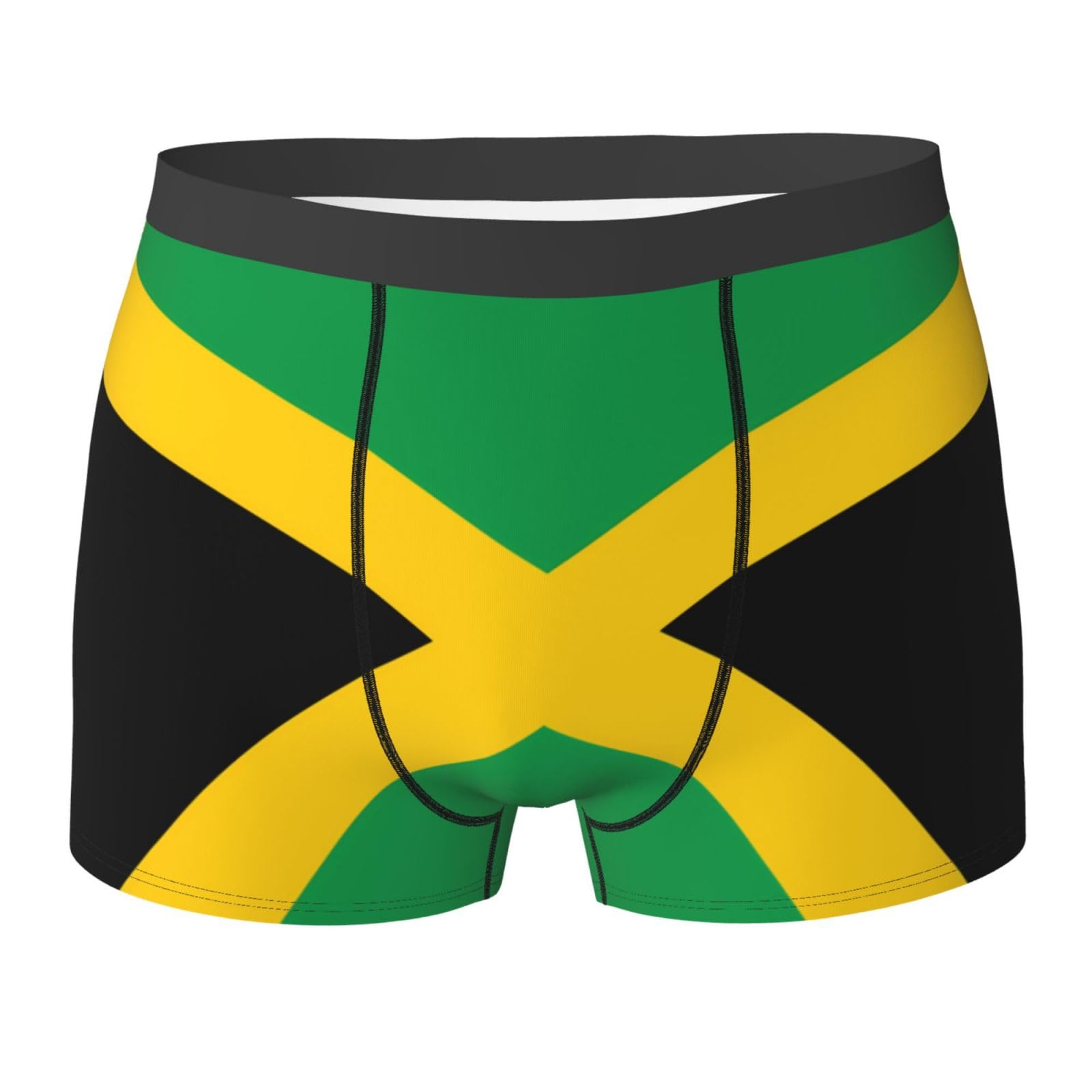 Wbqlsl Men's Black Flag Of Jamaica Print Boxer Briefs - Comfortable For Home, Commute, And Sports - L