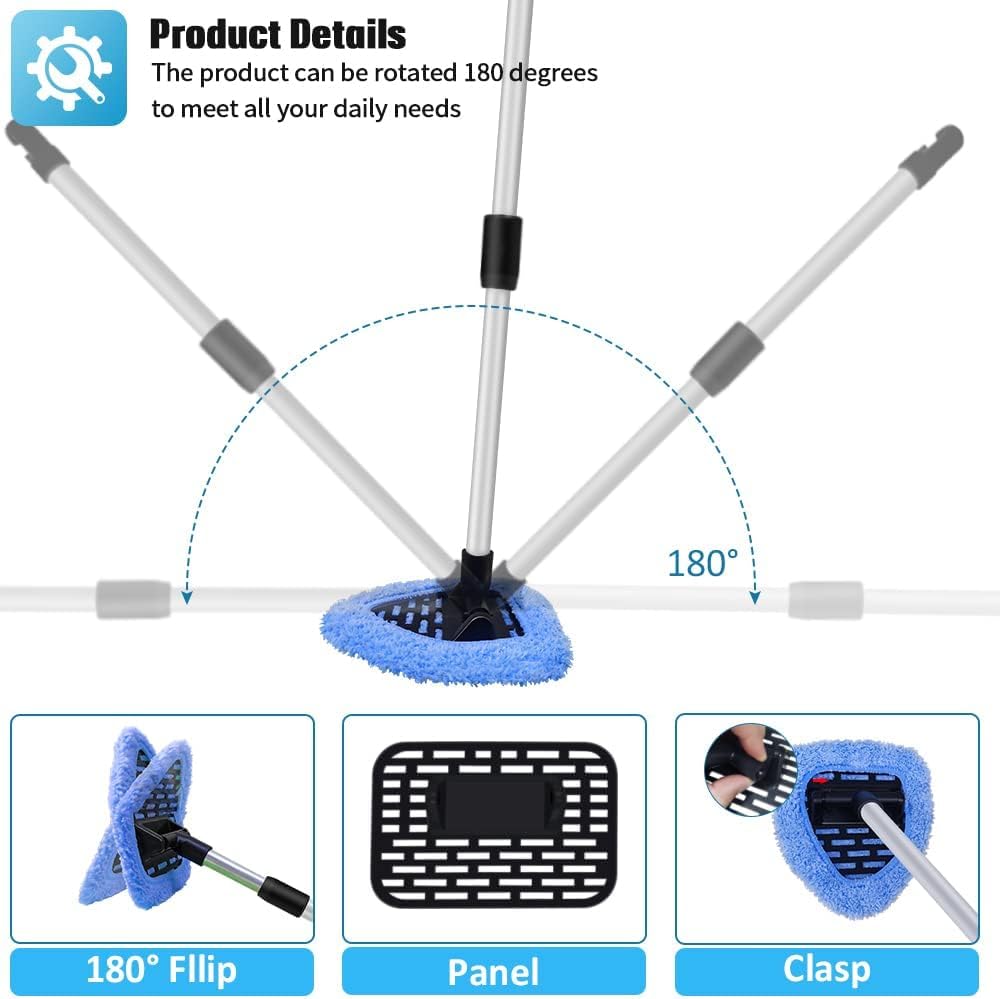 Manelord Pulitore per parabrezza, set per auto con manico telescopico, detergente per parabrezza e pulizia Raffstore