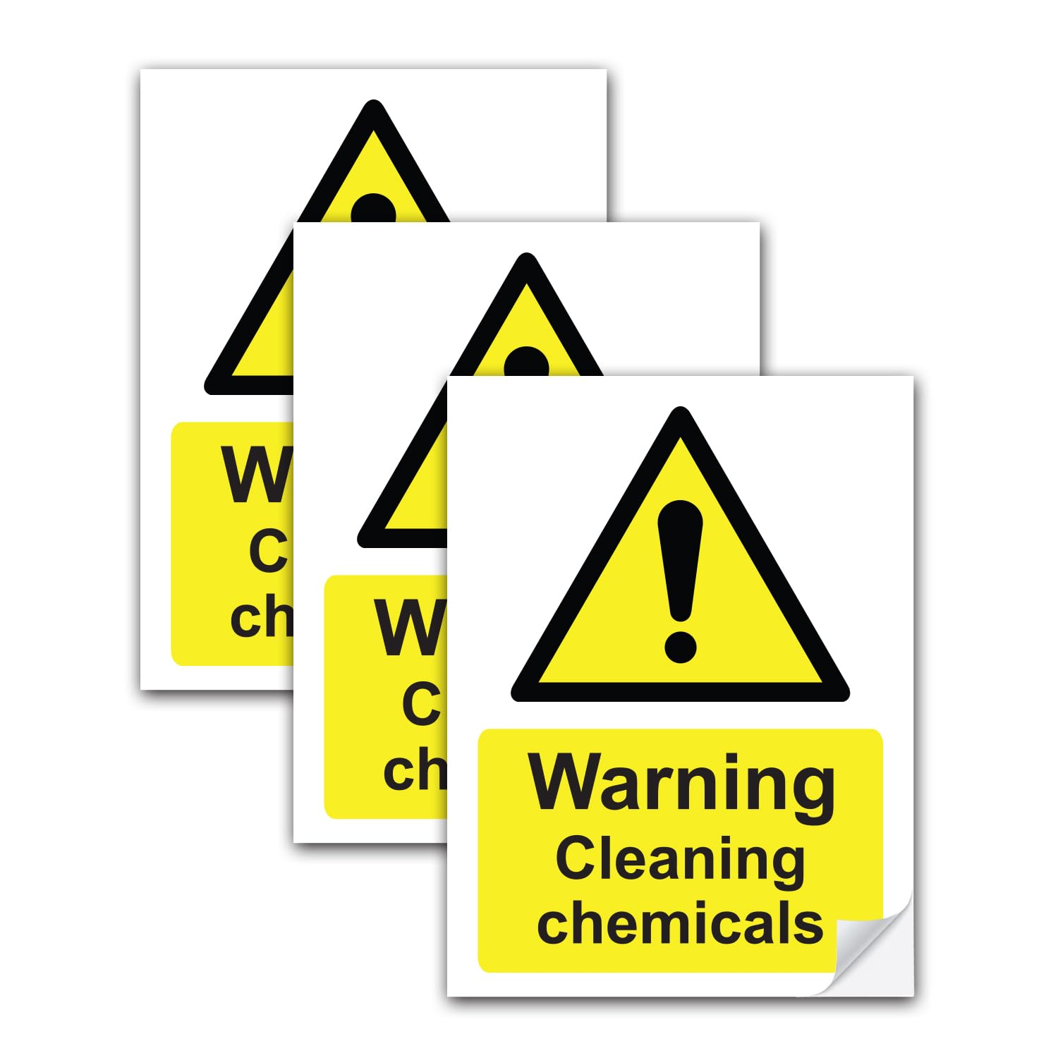 SAFESIGN (3 Pack) Warning Cleaning Chemicals Sign, Vinyl, A5 200 X 150mm