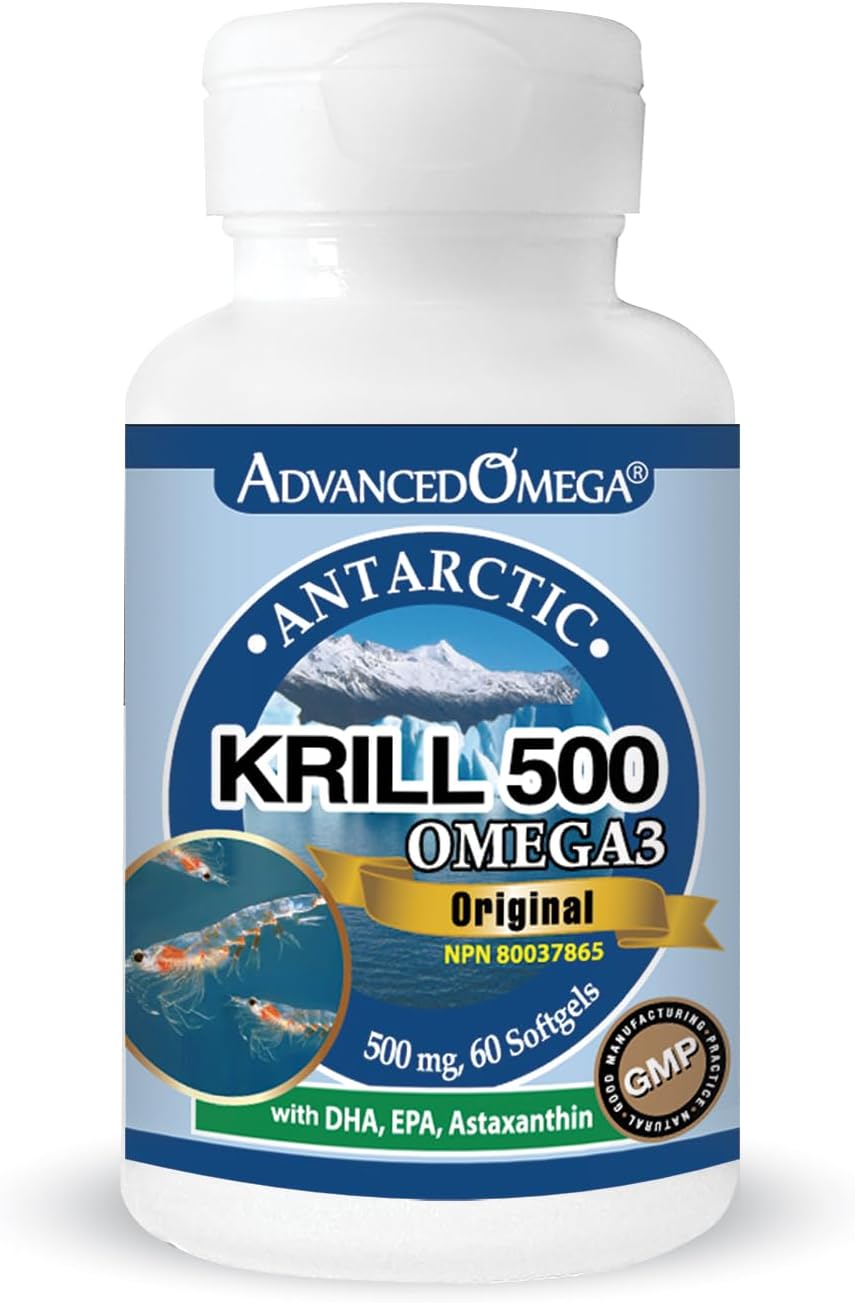 Antarctic Krill Oil 500 mg, Pure Krill Oil Omega3 with Astaxanthin