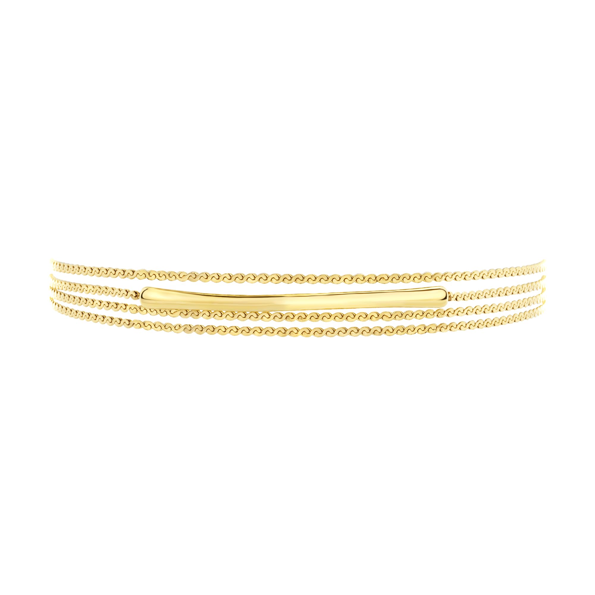 Breil, Collezione Roll Up, Bracciale Multigiro in Acciaio Donna, a Catena con Elemento Rigido Centrale, Pratica Chiusura Regolabile, Lunghezza 76,5 cm