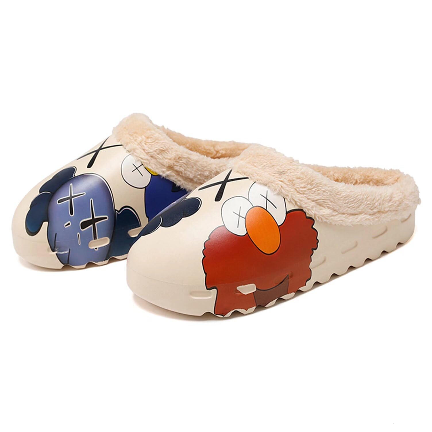 MukinrchSlippers for Women Men House Slippers, Furry Slides House Shoes EVA  Waterproof Soft Plush Bedroom Clogs Indoor Outdoor Slippers