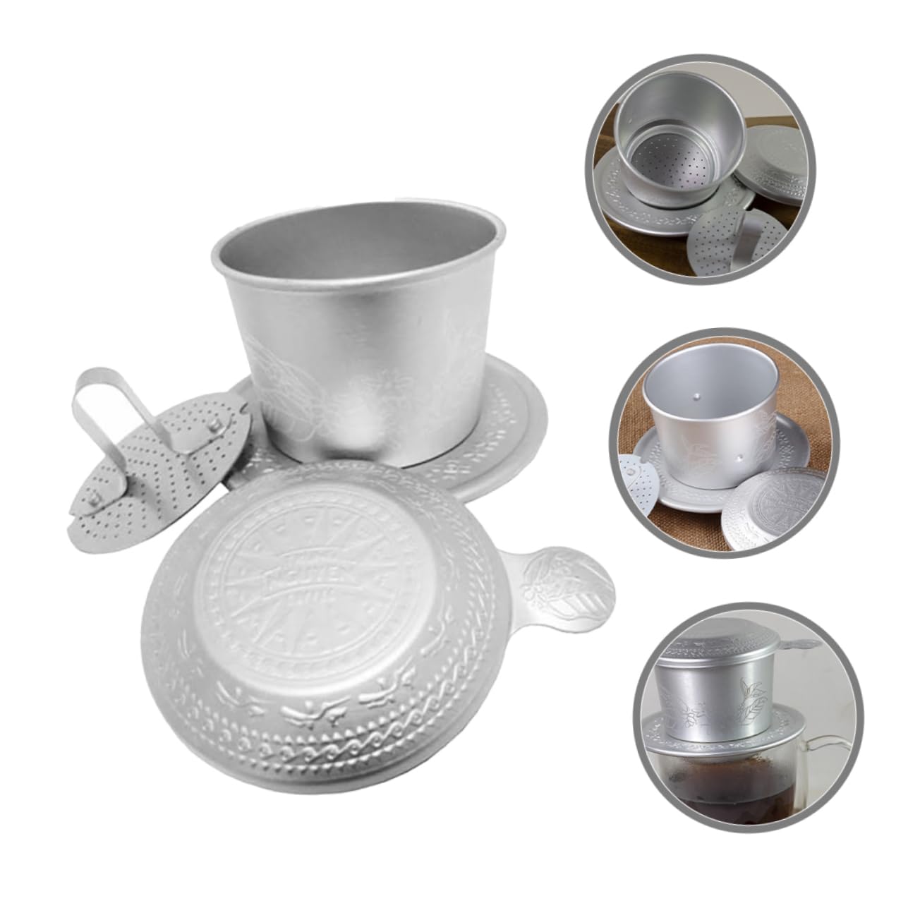 Ciieeo 5sätze Vietnamese Dripper Aluminium Tragbarer Kaffeefilter Für Handaufguss Für Camping Und Kompakte Für Kaffeeliebhaber