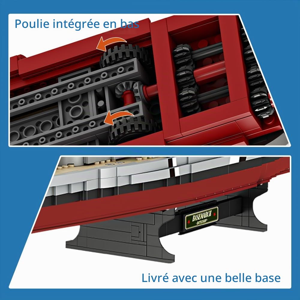MISINI Technik FC4201 Bismarck Battleship allemand, 2081 PCs/MOC grand navire de guerre militaire allemand modèle de bataille pour adulte