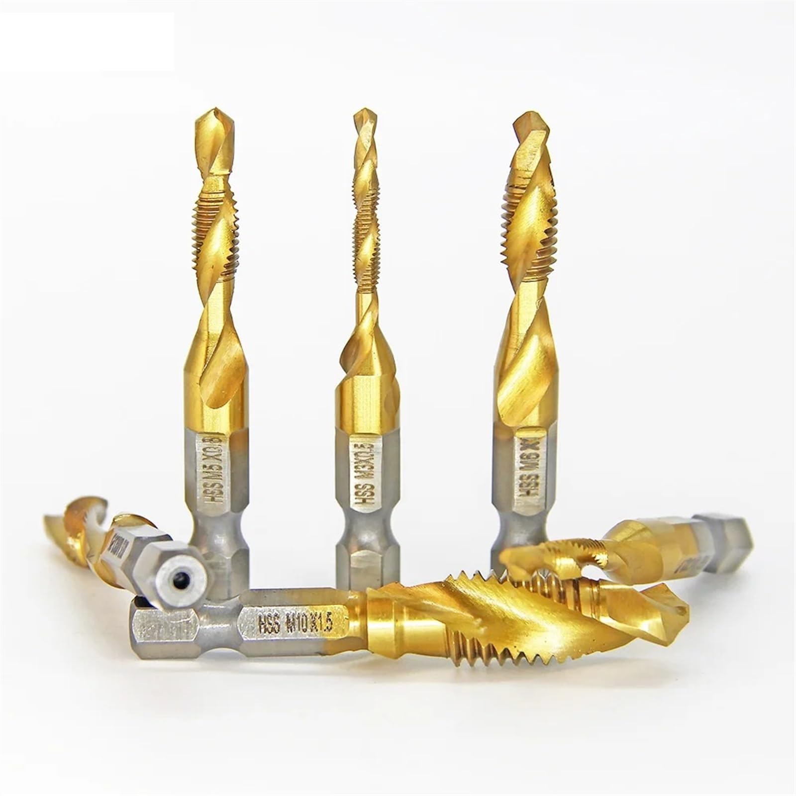 2 punte da trapano con gambo esagonale HSS 4341 filettatura metrica maschiatura macchina vite composta M3 M4 M5 M6 M8 M10 utensili manuali(6PCS 4341C M3-M10BOX)