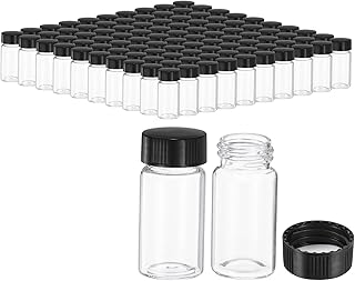 PATIKIL 20ml Clear Glass Vials, 100 Pack Sample Vials with Screw Cap Reagent Media Bottle Leak-Proof Liquid Sample Glass Vial for Lab Laboratory Storage