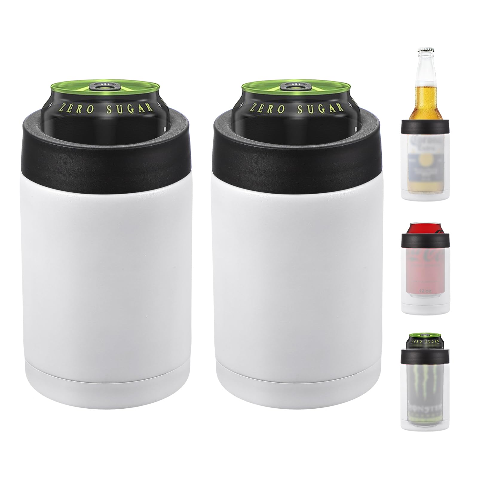 PATIKIL Refroidisseur de Canette Mince, 2 Pièces 12Oz Manchon Isolé pour Canette Mince Porte-Boisson pour Bière, Soda, Café, Canettes et Bouteilles Régulières, Blanc