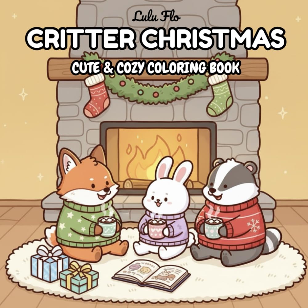 Critter Christmas: Coloring Book for Adults and Kids Featuring Cute and Cozy Animals, Santa Claus, and Festive Holiday Scenes for Stress Relief and Relaxation