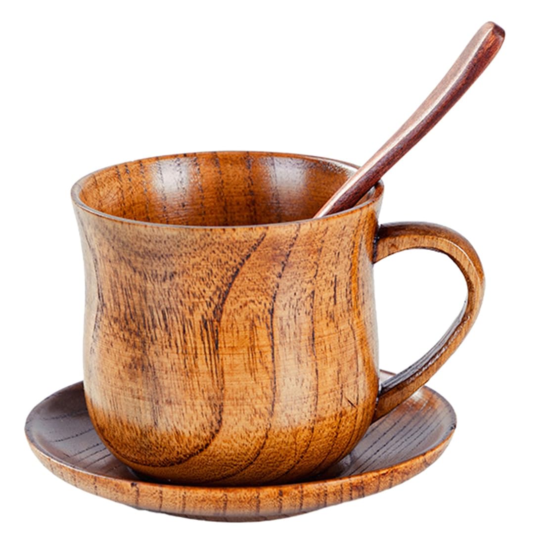 Hndhbfgrt Wooden Mug for Tea Cups for Drinking Tea, Milk, Coffee and Other Beverages- Natural Solid Wood Drinkware
