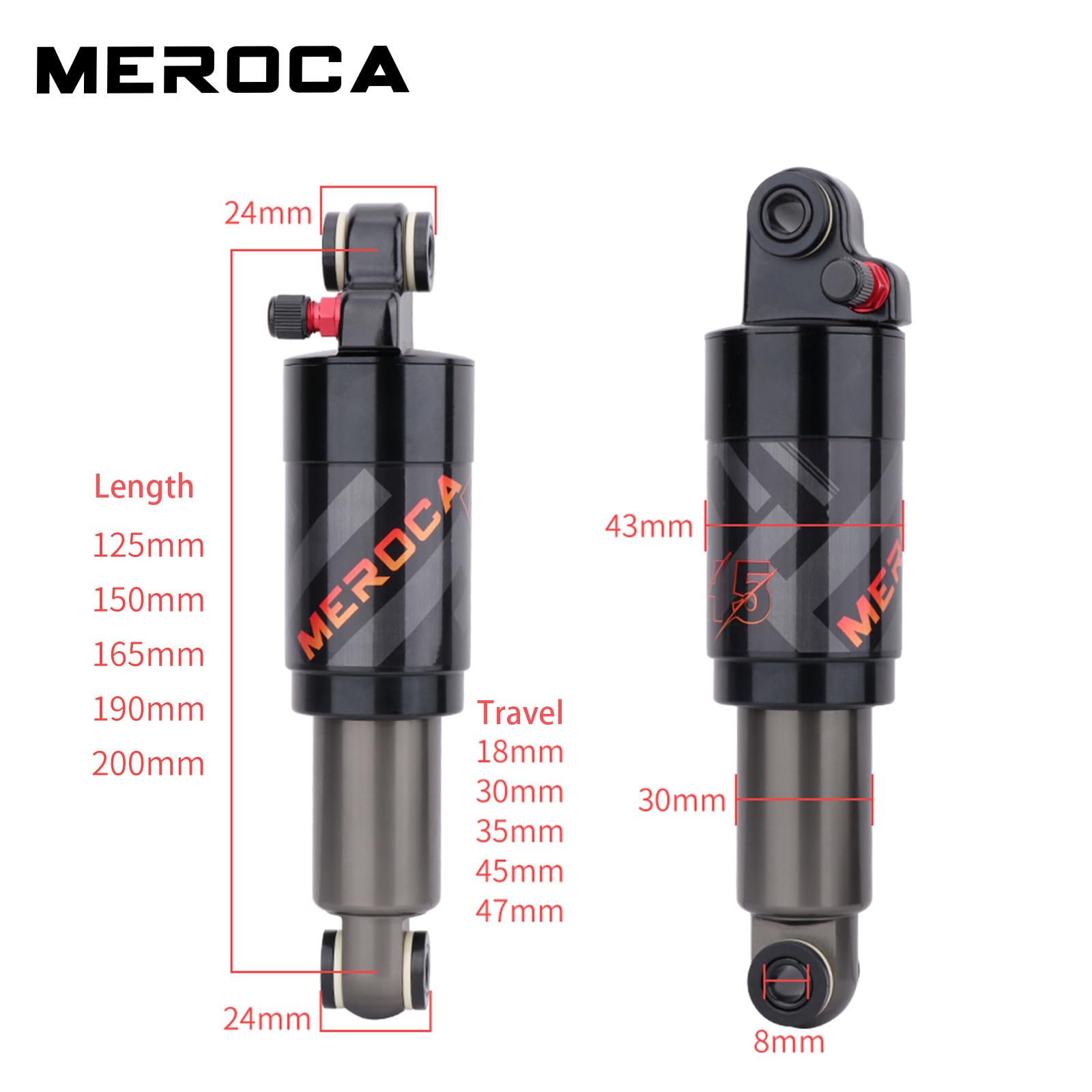 MEROCA Luftdruck Hinterer Stoßdämpfer Mountainbike Klapprad Roller Hinteres Fahrrad 125/165/190mm Stoßdämpfer1 (150mm)