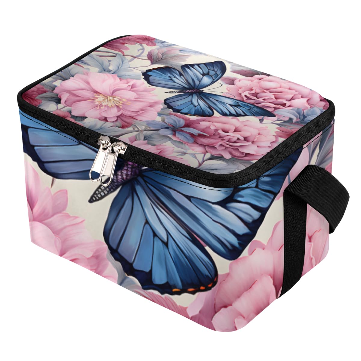 GzLeyigou Lunch Bags for Women Men 9 Cans,Butterfly Floral Hot & Cold Food Delivery Bag Insulated Grocery Bag Insulated Lunch Box Floral Cooler Bag for Office Work Picnic Beach