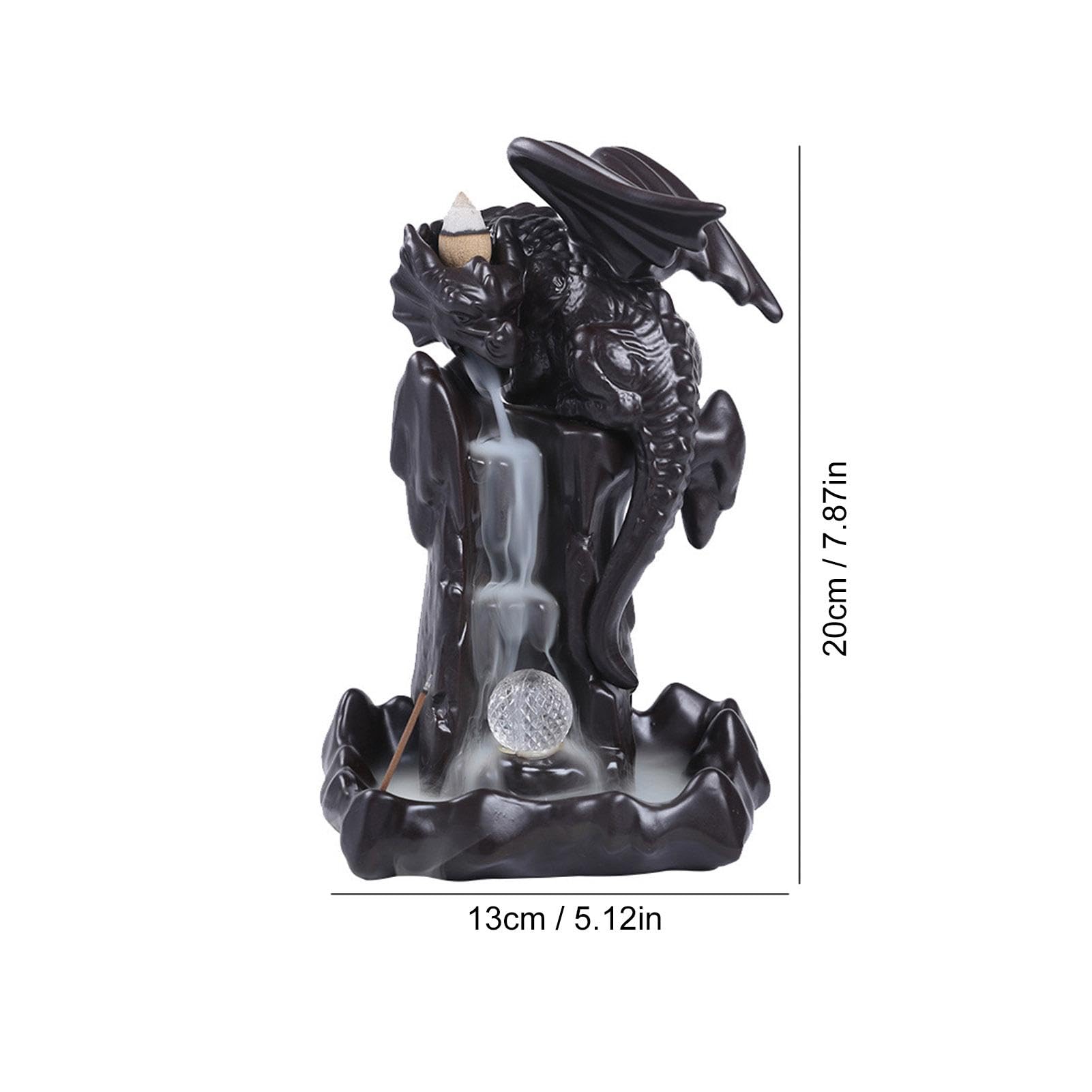Porta incenso a flusso in ceramica | Porta incenso in ceramica fatto a | mano con drago e Bruciatore di incenso a riflusso a cascata - Utilizzato per la decorazione della sala da tè 'ufficio