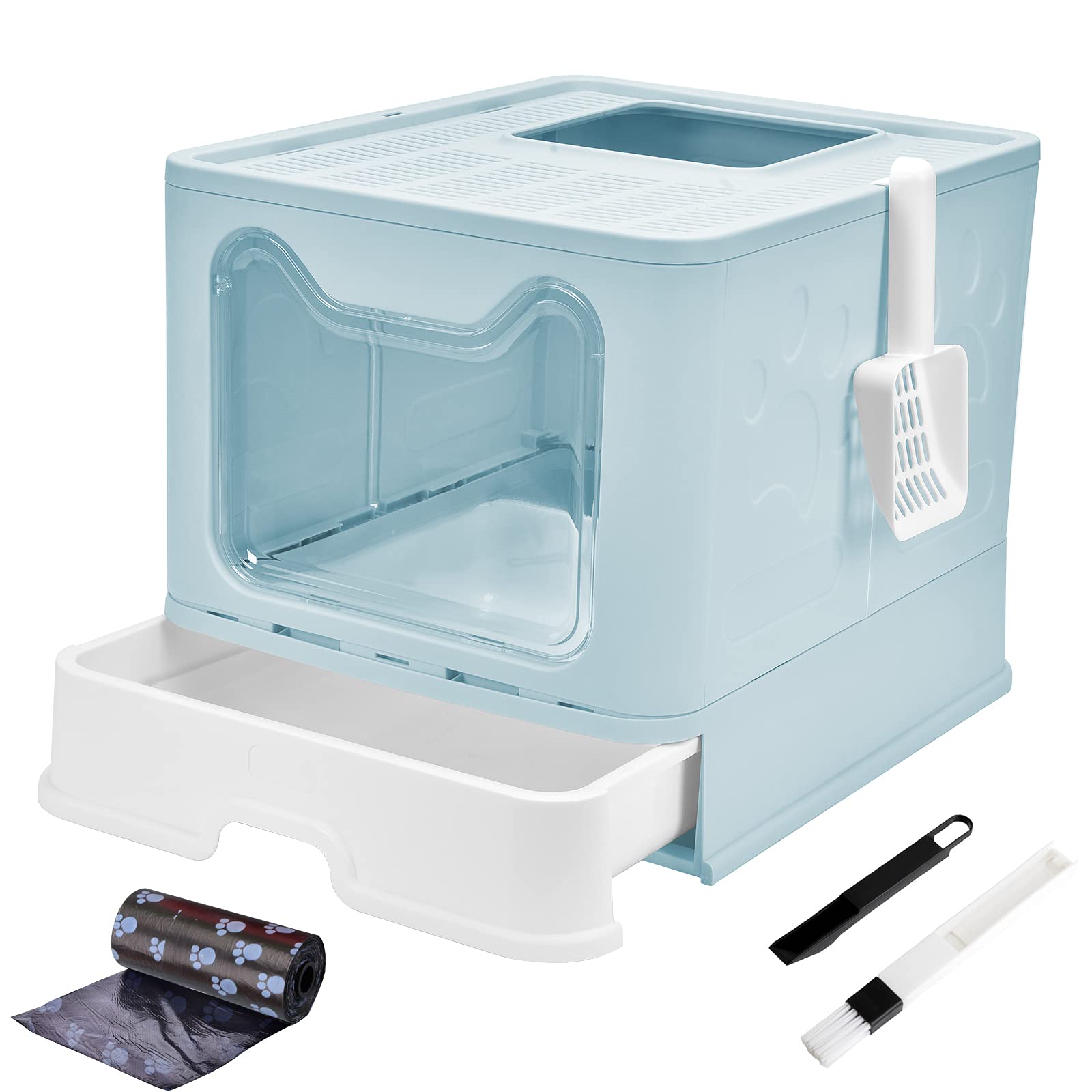 Buy Panghuhu88 Foldable Cat Litter Box with Lid, Large Top Entry Cat