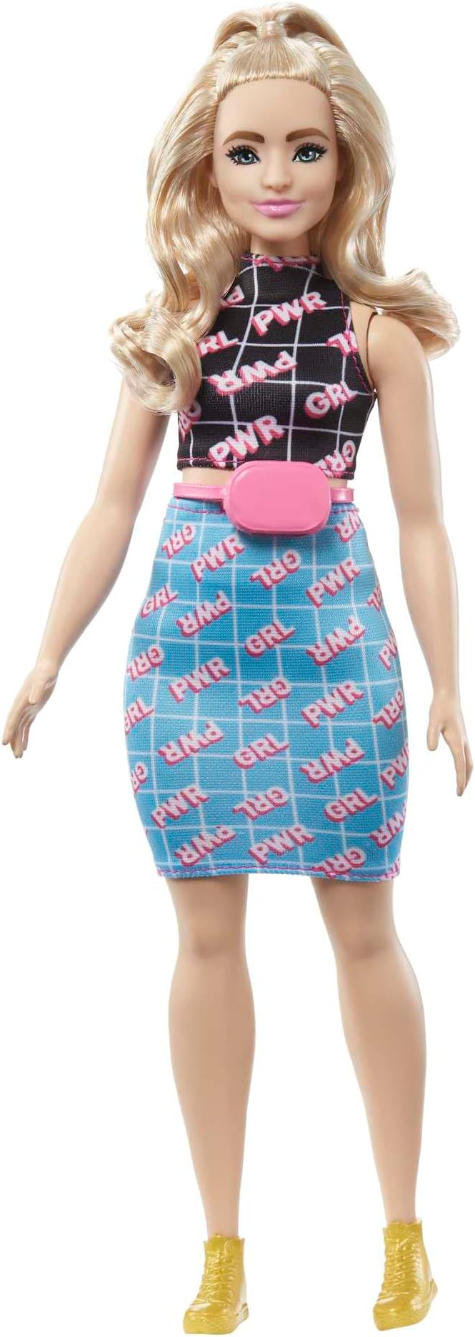 Barbie Doll, Kids Toys, Blonde with Curvy Body Type, Barbie Fashionistas, Girl Power-Print Outfit, Clothes and Accessories