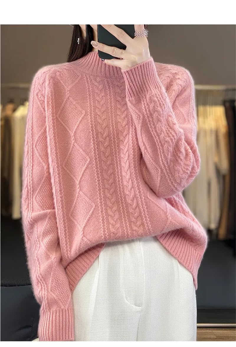 Dninmim Maglione da donna a collo alto addensato allentato autunno inverno pullover camicia