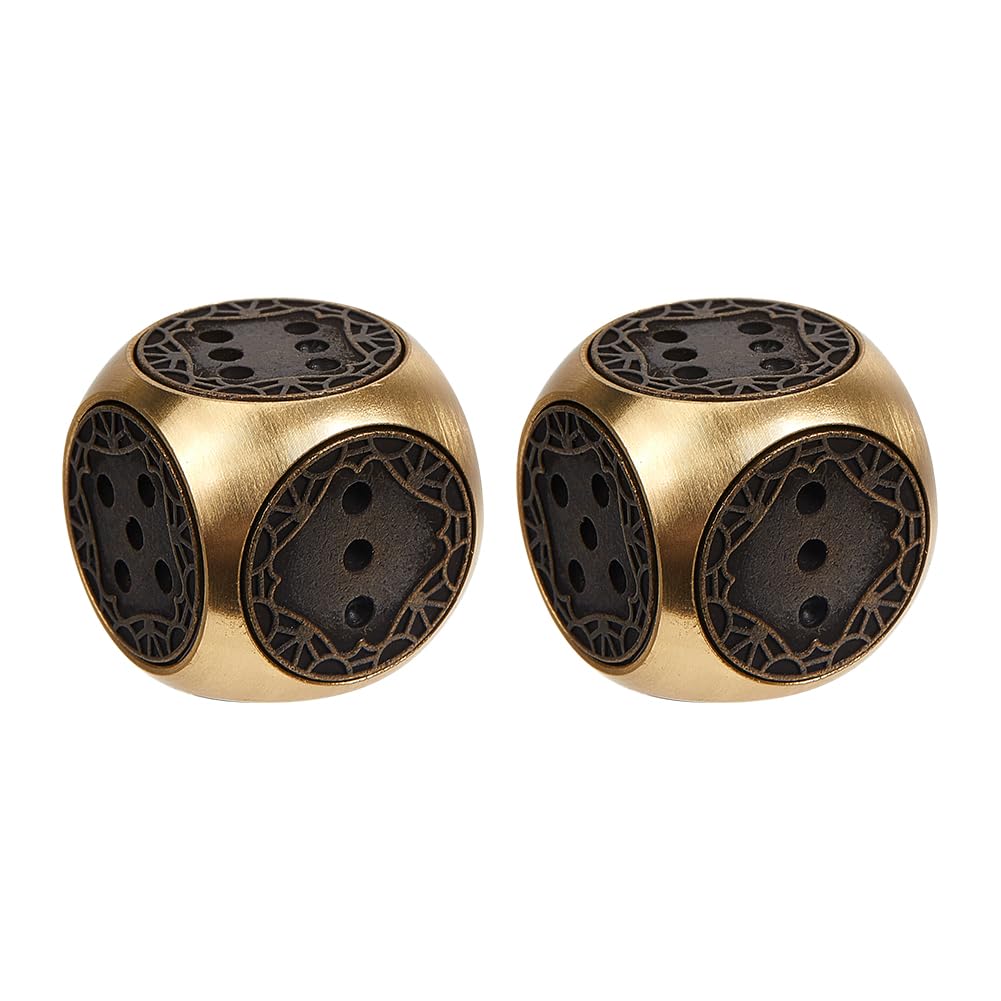 DELORIGIN 2pcs Mahjong Dice Set 18.5mm Metal Dice Pair 6-Sided Cubes