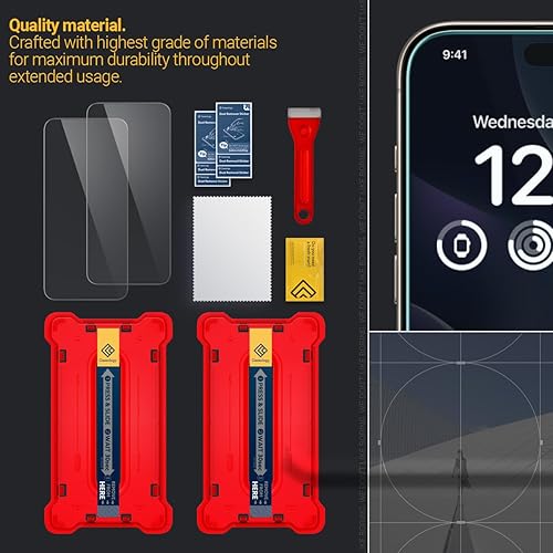 Miniatura 7 de Caseology Vidrio templado Snap Fit 2 unidadesfácil instalación compatible con iPhone 15 Pro Max Protector de pantalla con kit de instalación (2023)
