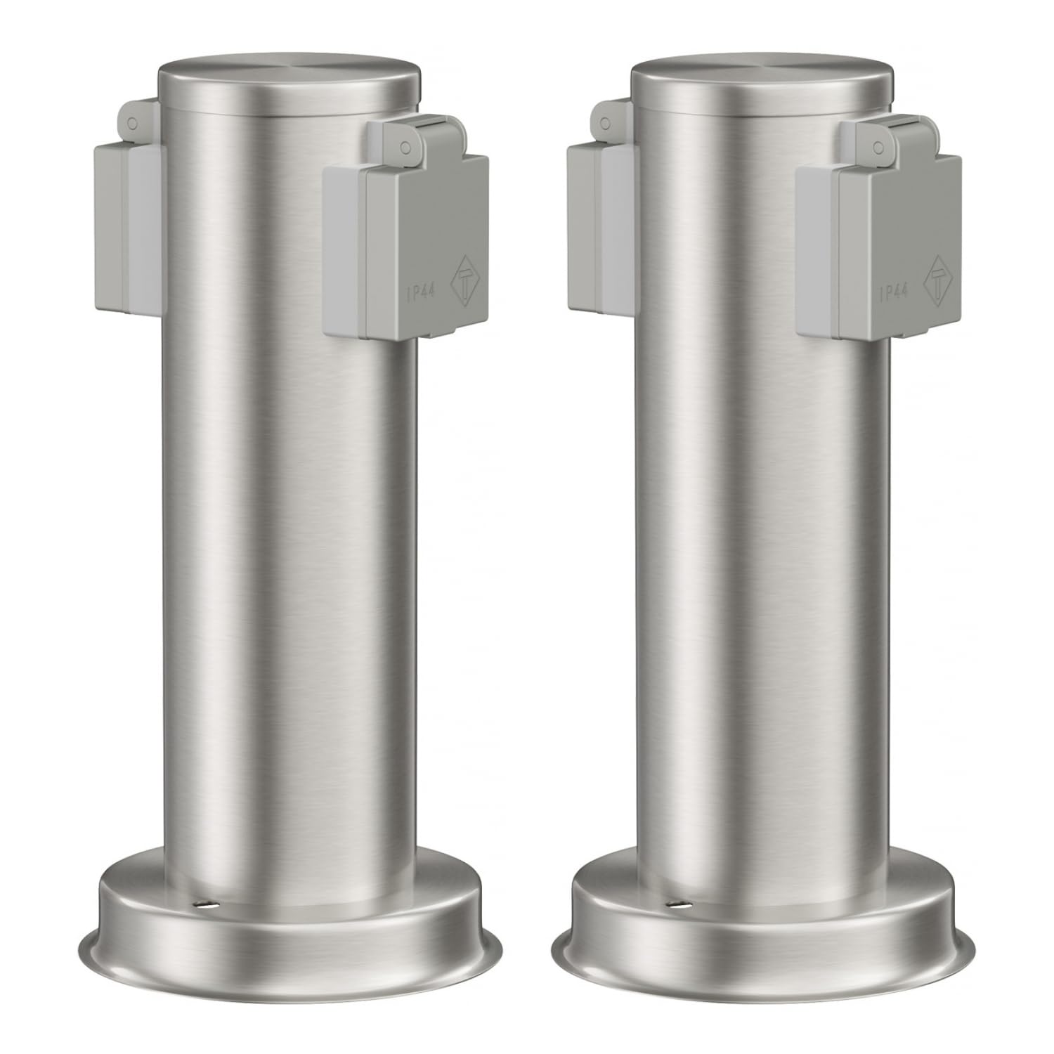 ledscom.de Garden Power Socket Column PORU For Outdoor, Double, Stainless Steel, Round, 27cm, 2 Pcs — image 1