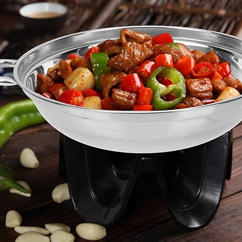 Miniatura 8 de Kichvoe Wok - Sartén de acero inoxidable con tapa, 2 unidades, doble asa, sartén antiadherente para uso diario, olla Shabu, utensilios de cocina