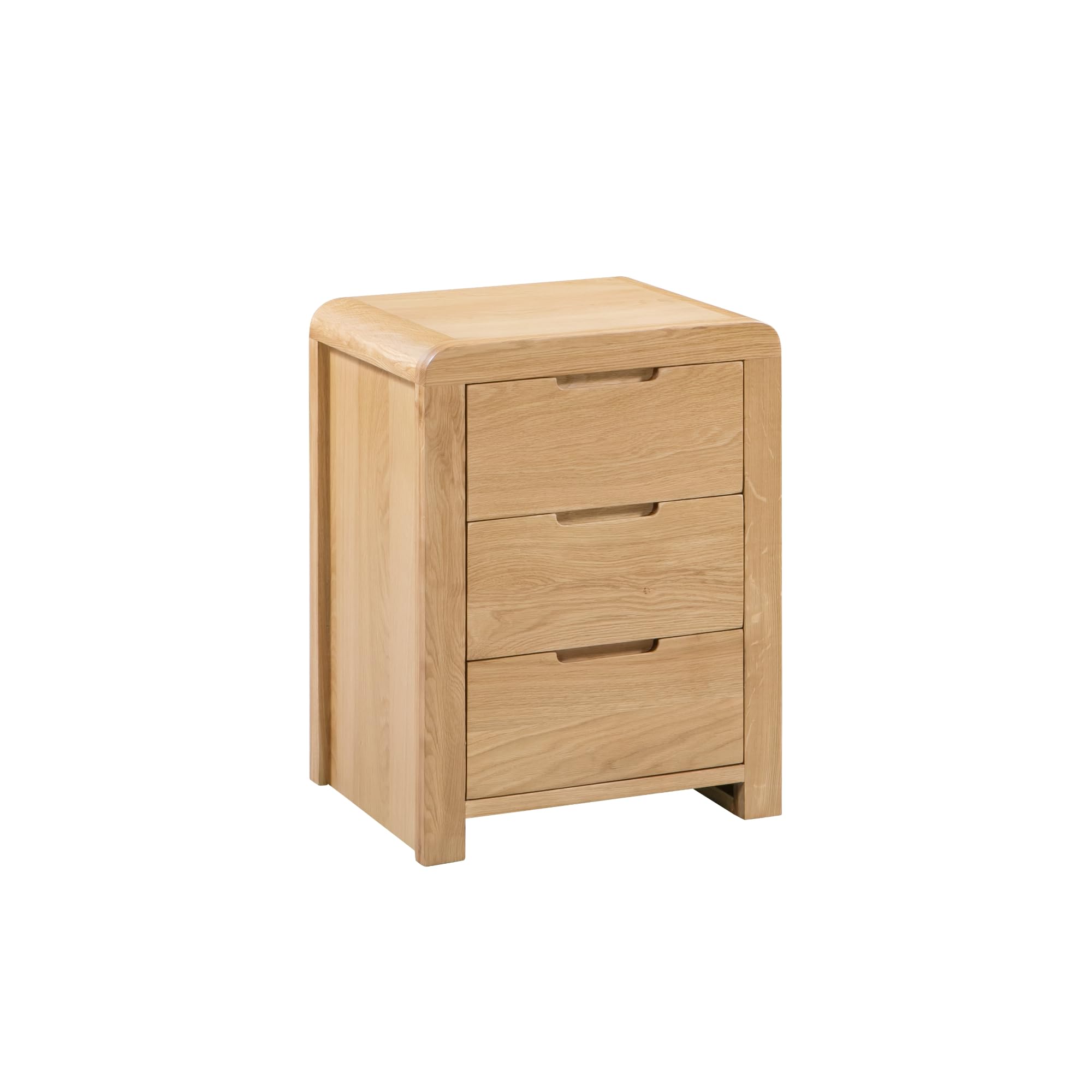 Julian Bowen Curve 3 Drawer Bedside, Oak, Height: 61cm, Width: 38cm, Depth: 45cm
