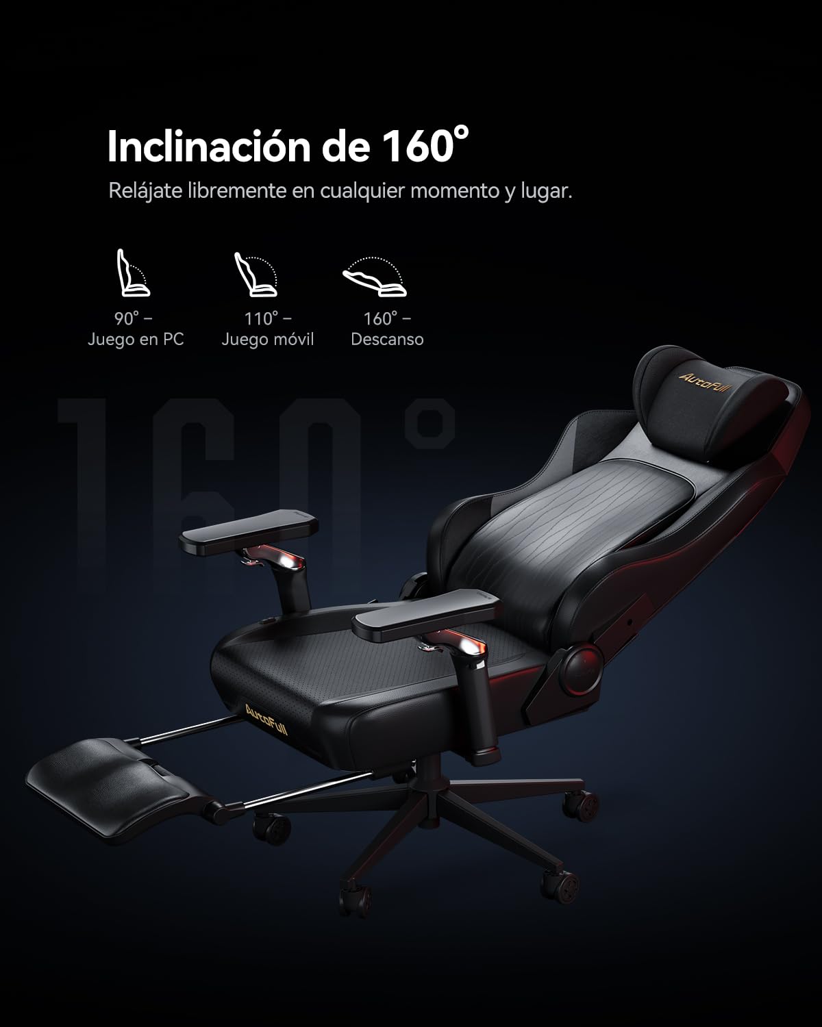AutoFull M6 Pro 2.0 Silla Gaming Ergonómica | Silla de Juego con Reposabrazos 6D, Soporte Lumbar Dinámico y Reposapiés | Silla Gaming Ventilada y Calefactable (Nueva Generación)