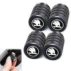 PAVANI Car Tyre Valve Caps Metal Stem Air Cap Covers for Wheels – Nozzle Dust Protector Compatible for Slavia, Kushaq, Kodiaq, Superb, Rapid, Octavia, Fabia, Laura, Enyaq, Yeti, Karoq, Kylaq, Elroq