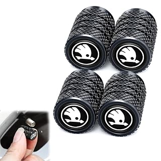 PAVANI Car Tyre Valve Caps Metal Stem Air Cap Covers for Wheels – Nozzle Dust Protector Compatible for Slavia, Kushaq, Kodiaq, Superb, Rapid, Octavia, Fabia, Laura, Enyaq, Yeti, Karoq, Kylaq, Elroq