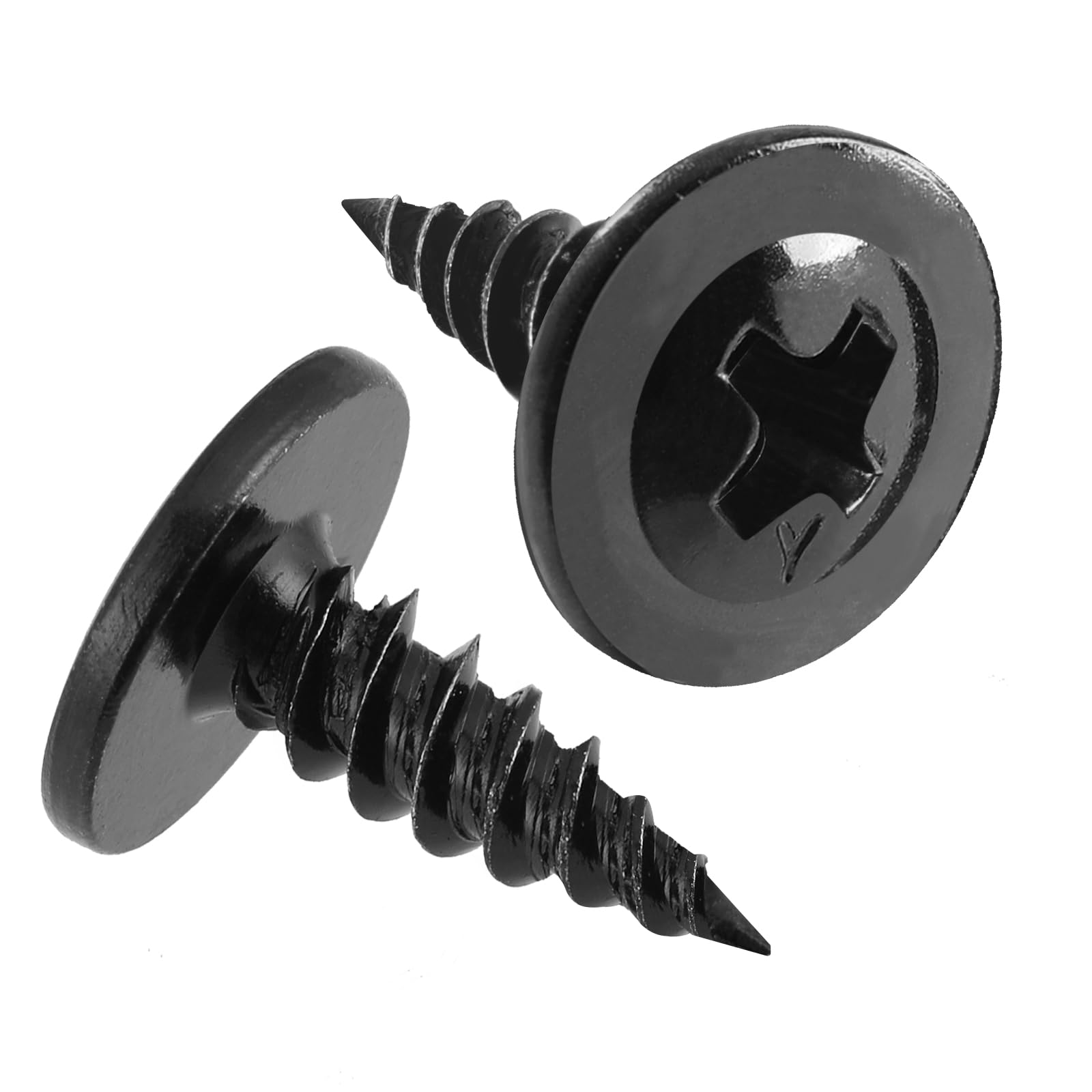 VGBUY 200Pcs #8 x 5/8 Inch Wood Screws Phillips Modified Truss Head Stainless Steel 410 Quick Metal Self Tapping Screws,Black Zinc Plated