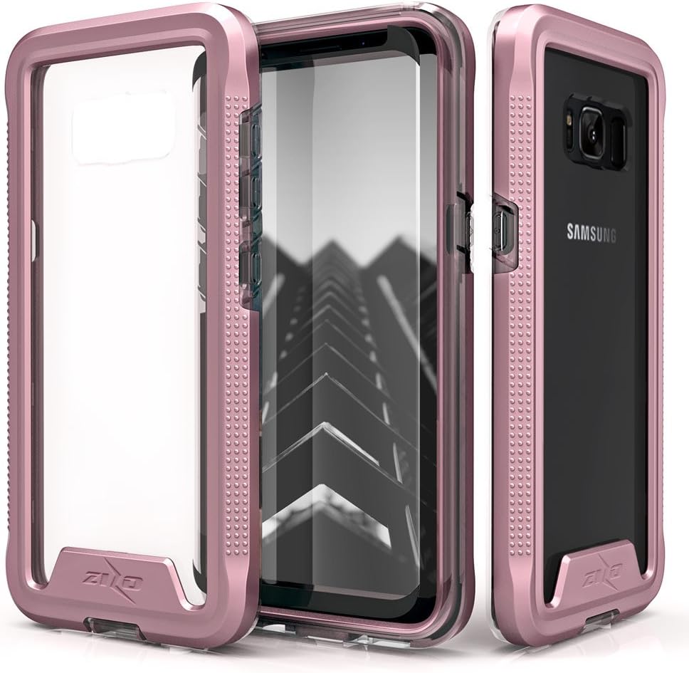 ZIZO ION Series for Samsung Galaxy S8 Case Military Grade Drop Tested with Tempered Glass Screen Protector Rose Gold Clear