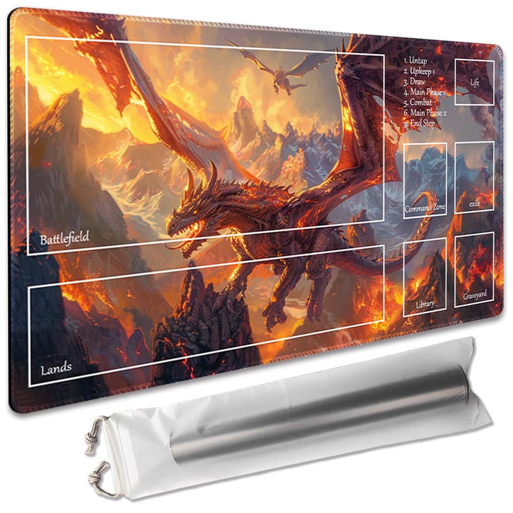 MTG Playmat with Zones Unofficial, Original Design Board Games Play mat 24x14 Inchnon Free Storage Bag - 2511271 (1118104, Zone)