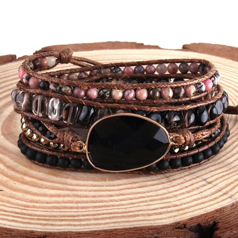 Image of Boho Stone Wrap Bracelet for Women,Turquoise Beaded Bracelet Jewelry Gift