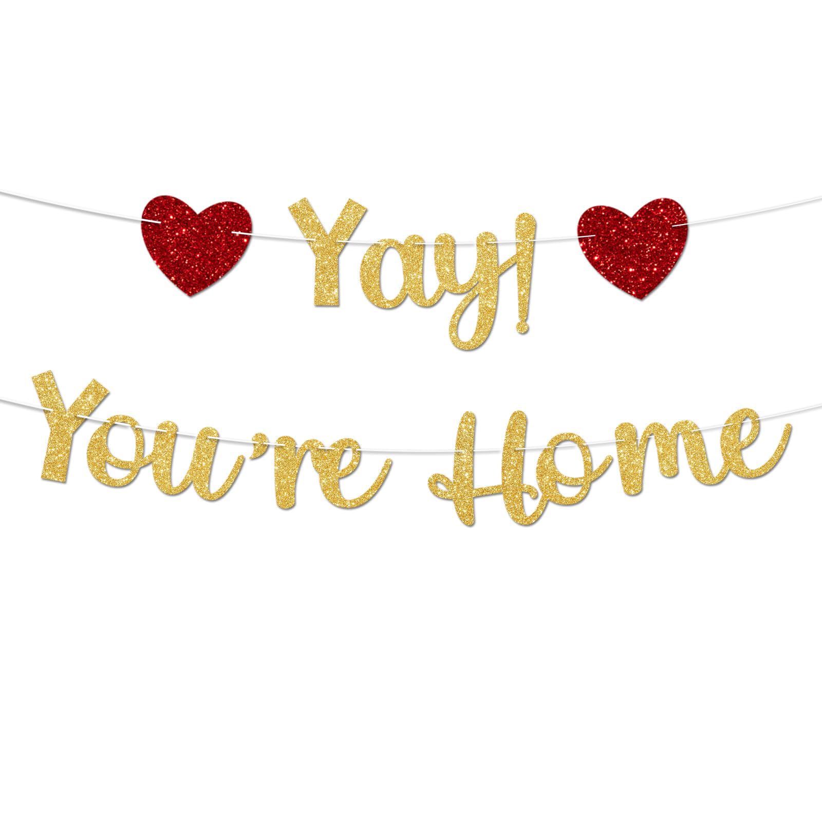 Dermalyx Gold Glitzer Welcome Home Banner Cheer You Are Home Banner Welcome Cookies Housewarming Military Return Party Decorations Decor No
