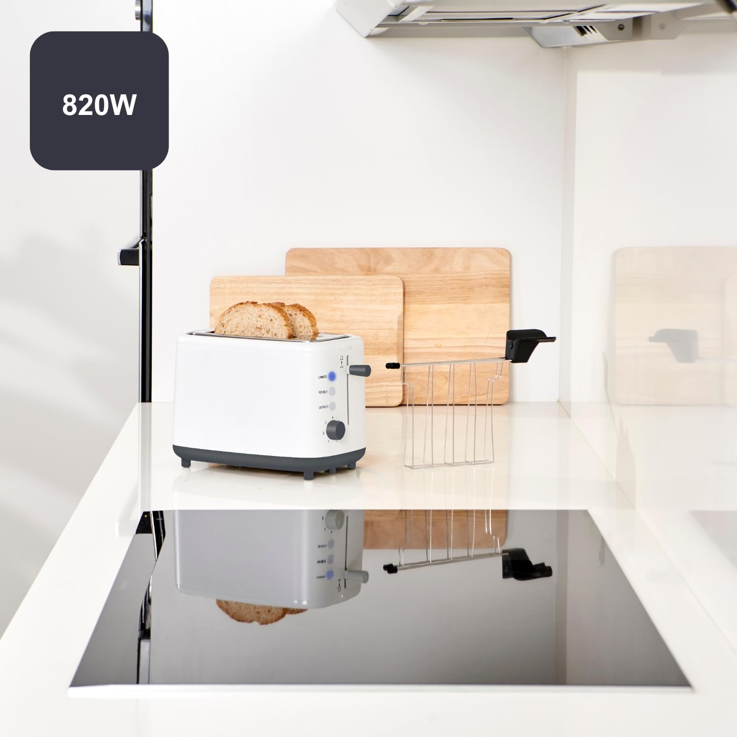 BLACK+DECKER BXTOA820E - Tostapane 820W | 2 Fessure | 3 Funzioni | 7 Livelli di Doratura | 2 Pinze per Tutti i Tipi di Pane | Funzione Stop | Vassoio Raccoglibriciole | Bianco