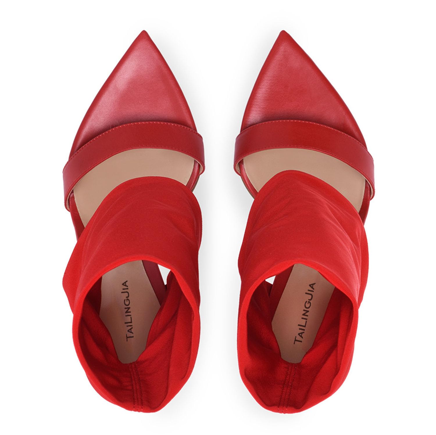 Stivaletto alla Caviglia con Punta Aperta da Donna Tacco a Spillo Tacco Alto in Pelle Scamosciata Elastica Sandali a Punta Sandali Alti da Night Club,Rosso,40