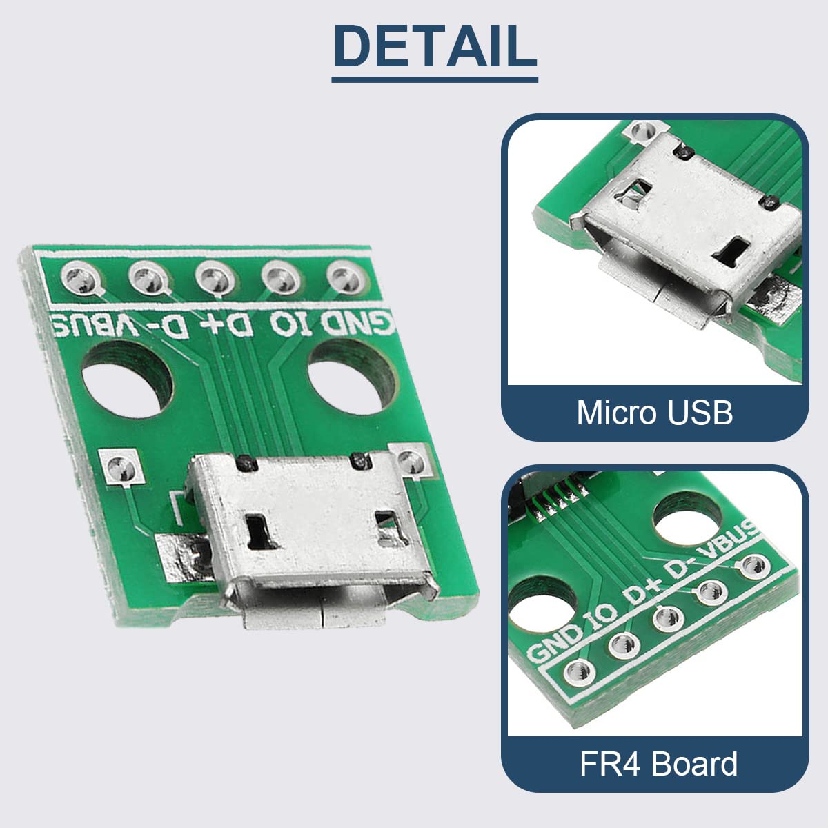 Adattatore Micro USB A DIP 10 Pezzi - Connettore Femmina 5 Pin Per PCB Arduino - Foto 4